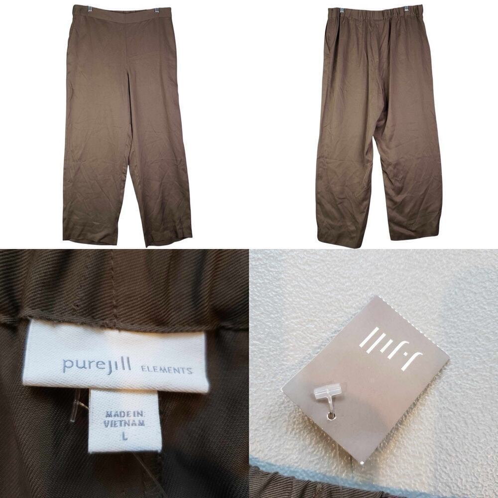 J Jill Elements Pants Womens Size Large L Shale Brown Gray Stretch Tencel New
